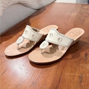 Jack Rogers White Leather Wedge Sandals